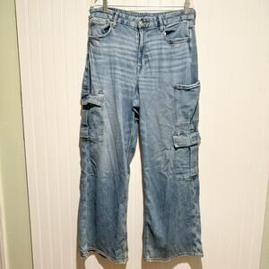 American Eagle Curvy Super High Rise Baggy Wide Leg Jeans Size 14